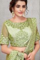 Pastel green Satin and silk  saree