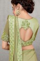Pastel green Satin and silk  saree