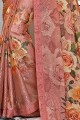 Luring Dusty pink Georgette and silk saree