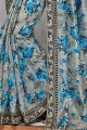 Grey,blue Art silk  saree