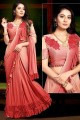 Fashionable Red Net saree