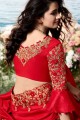 Adorable Red Georgette and silk saree