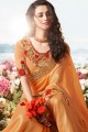 Splendid Orange Silk and tissue saree