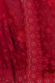 Modish Red Net saree
