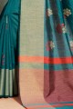 Lovely Teal blue Cotton saree