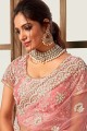 Appealing Pink Net saree