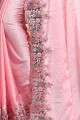 Trendy Baby pink Georgette and satin saree