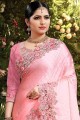 Pink Georgette and satin  saree