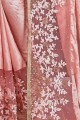 Light pink Georgette and silk saree