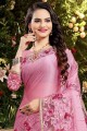 Latest Pink Georgette and silk saree