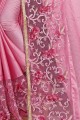Latest Pink Georgette and silk saree