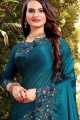 Enticing Blue Georgette and silk saree