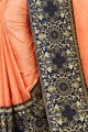 Beautiful Orange Jacquard and silk saree