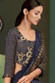 Enticing Navy blue Net and lycra saree