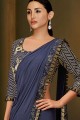 Enticing Navy blue Net and lycra saree