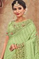 Green Georgette and satin saree