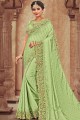 Green Georgette and satin saree