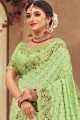 Green Satin and silk  saree