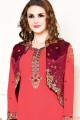 Red Georgette Churidar Suits