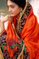 Fashionable Orange Silk saree