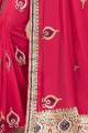 Ethinc Dark pink Art silk saree