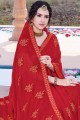 Adorable Red Chiffon saree