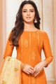 Orange Silk Churidar Suit