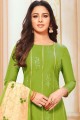 Charming Green Silk Churidar Suit
