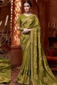 Adorable Olive green Silk saree