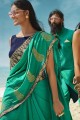 Glorious Sea green Art silk saree