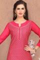 Dark pink Chanderi and silk Churidar Suit