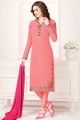 Stylish Pink Georgette Churidar Suit