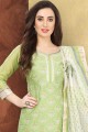 Light green Chanderi and silk Churidar Suit