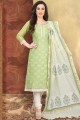 Light green Chanderi and silk Churidar Suit