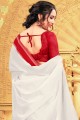 Beautiful White Khadi and silk saree