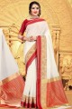 Beautiful White Khadi and silk saree