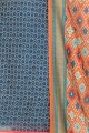 Blue Chanderi and silk Churidar Suit