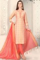 Peach Chanderi and silk Churidar Suit