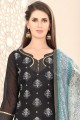Black Chanderi and silk Straight Pant Suit