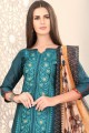 Ravishing Blue Chanderi and silk Churidar Suit
