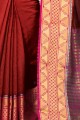 Red Khadi and silk saree