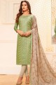 Light green Satin and silk Churidar Suit