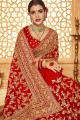 Dazzling Red Georgette Bridal saree