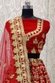 Trendy Velvet Lehenga Choli in Red