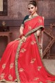 Designer Crimson red Art silk saree