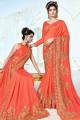 Voguish Orange Art silk saree