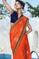 Ethinc Orange Art silk saree