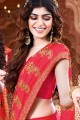 Beautiful Crimson red Art silk saree