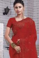 Attractive Red Chiffon saree