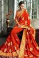 Trendy Orange Art silk saree